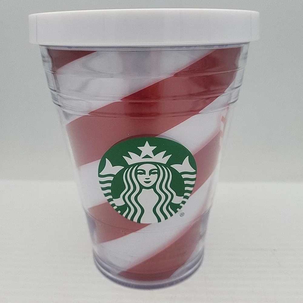 Starbucks 2016 Christmas Holiday Candy Cane Cold Cup Tumbler‎ 12 oz